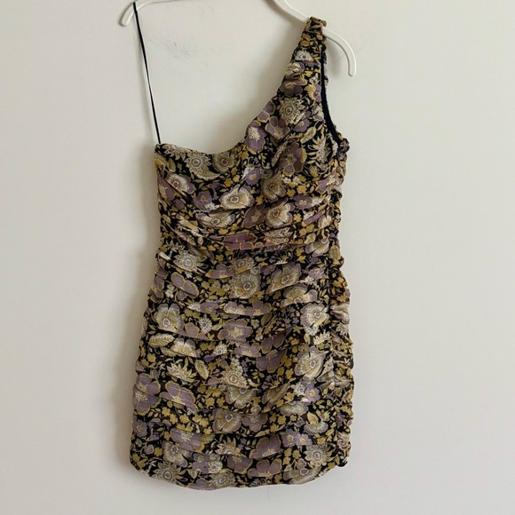Zara One Shoulder Floral Mini Dress – Size S – NWOT - Picture 3 of 11